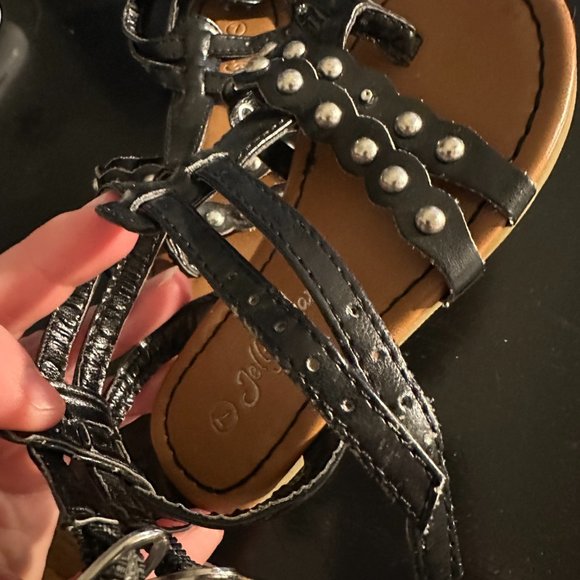 Jelly Beans Black Strappy Studded Sandals Sz 7 - Picture 5 of 5